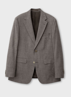 Dreiteiliger Anzug aus einem Wolle-Seide-Leinen Mix. Braun