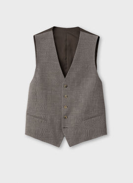 Dreiteiliger Anzug aus einem Wolle-Seide-Leinen Mix. Braun