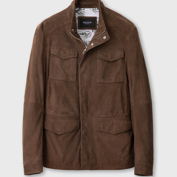 Field Jacket Xander aus Ziegenvelours. Braun – FELIX W. AG