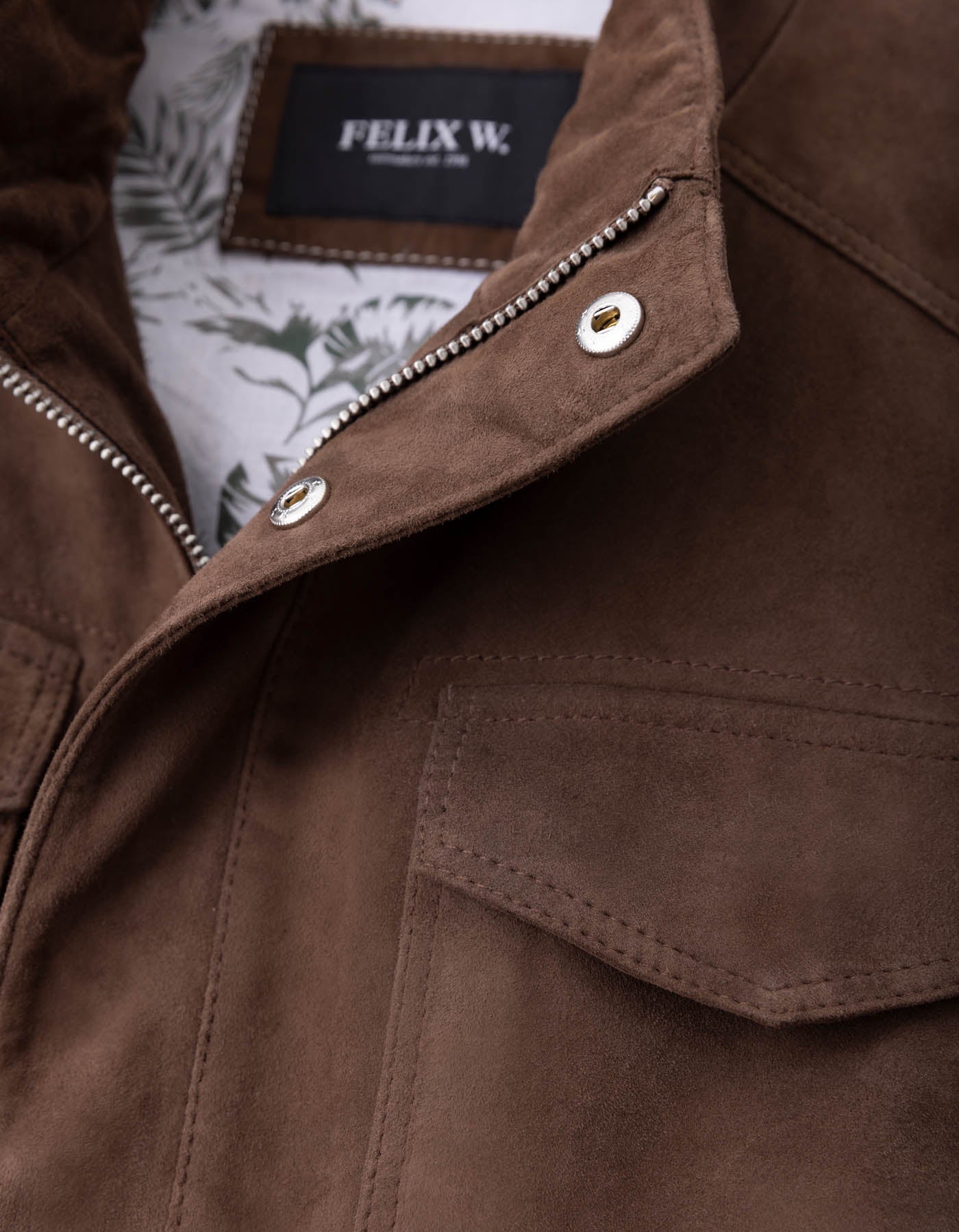 Field Jacket Xander aus Ziegenvelours. Braun – FELIX W. AG