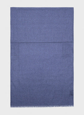 Schal Mikrodessin aus Baumwolle und Leinen. Blau