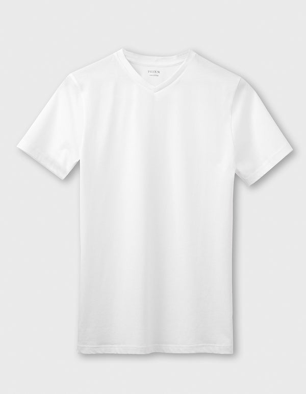 T-Shirt Pima V-Neck. Weiss